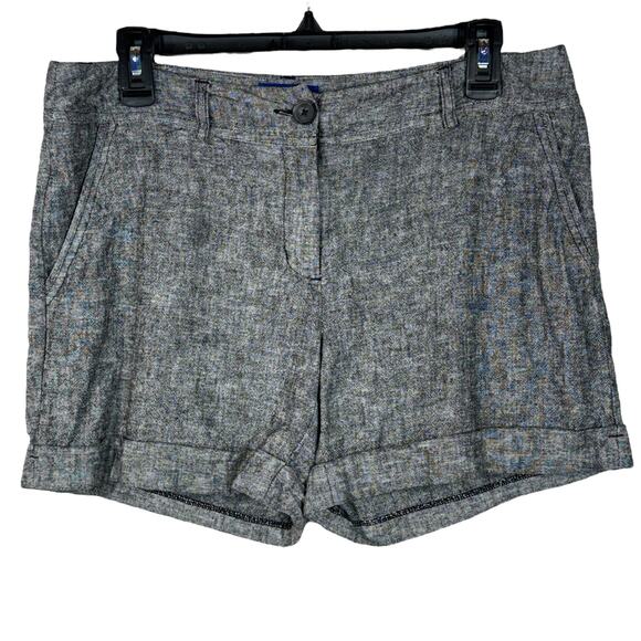 APT 9 SZ 8 Torie Shorts Linen Blend Zip-Fly Pockets Cuffed Mid-Rise Gray - Picture 1 of 6